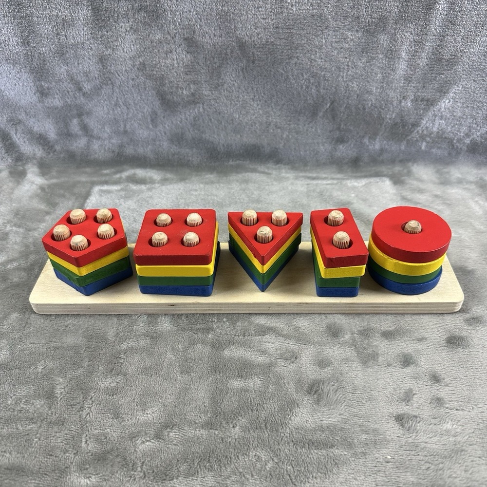 Wooden Geometric Stacker Learning Toy